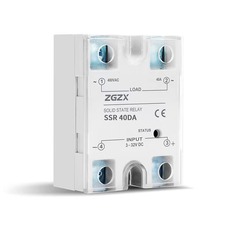 SSR Series Single Phase Solid State Relays DC control AC solid state relay, input 3-32VDC, input with LED indication, output current capacity 10A-120A, output voltage 48-480VAC
