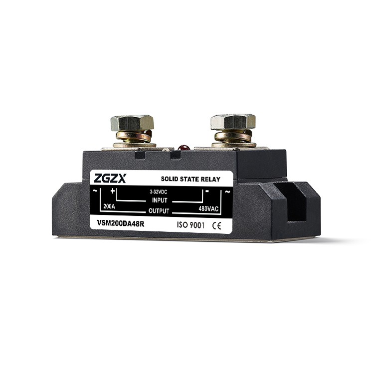 VSM Series 200A-400A AC SSR, DC control AC solid state relay, input 3-32VDC, input with LED indication, output current capacity 200A-400A, output voltage 24-480VAC
