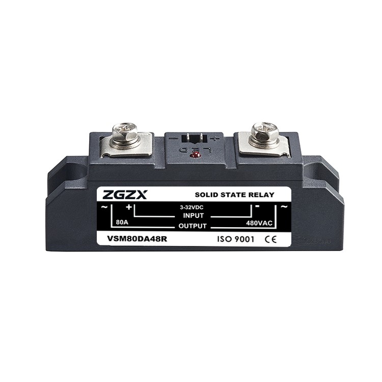 VSM series 60A-150A AC SSR, DC control AC solid state relay, input 3-32VDC, input with LED indication, output current capacity 60A-150A, output voltage 24-480VAC