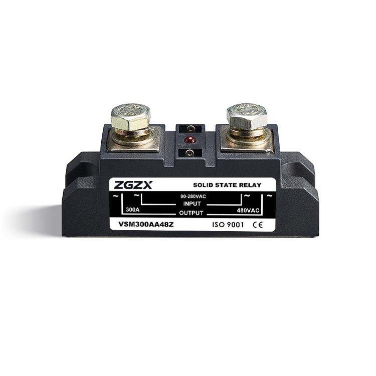 VSM Series 200A-400A AC SSR, DC control AC solid state relay, input 3-32VDC, input with LED indication, output current capacity 200A-400A, output voltage 24-480VAC